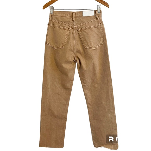 RE/DONE 70’s Ultra High Rise Stove Pipe Jeans Washed Khaki Size 25 - Picture 9 of 14